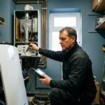 Annual boiler service being carried out by a Gas Safe engineer